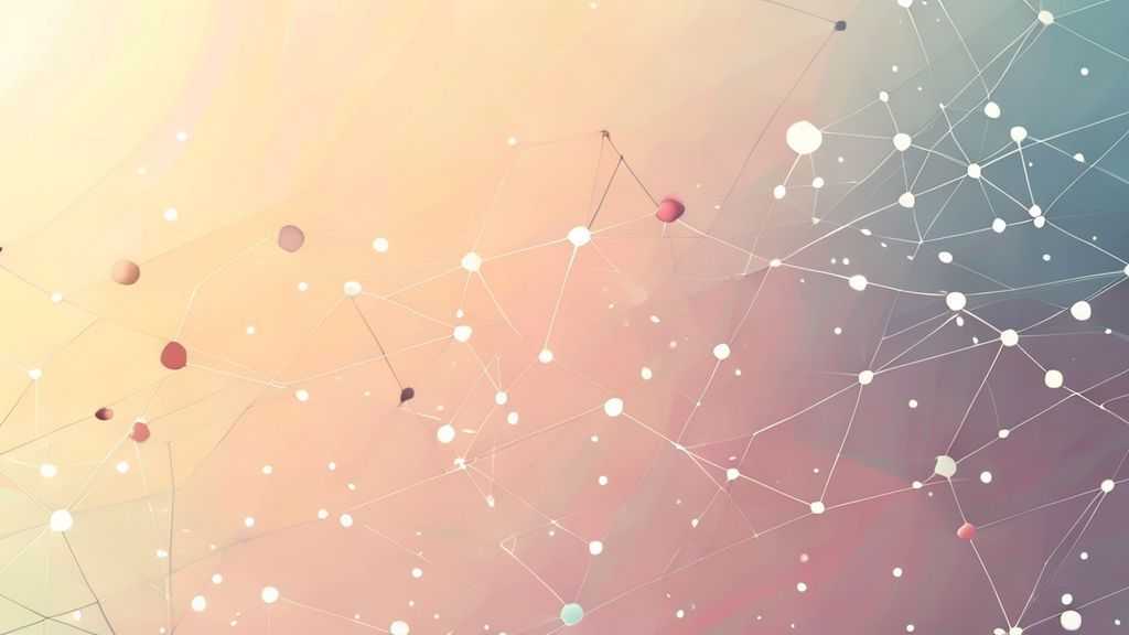 Abstract network nodes connected by lines, soft color scheme, clean minimal illustration, modern digital concept