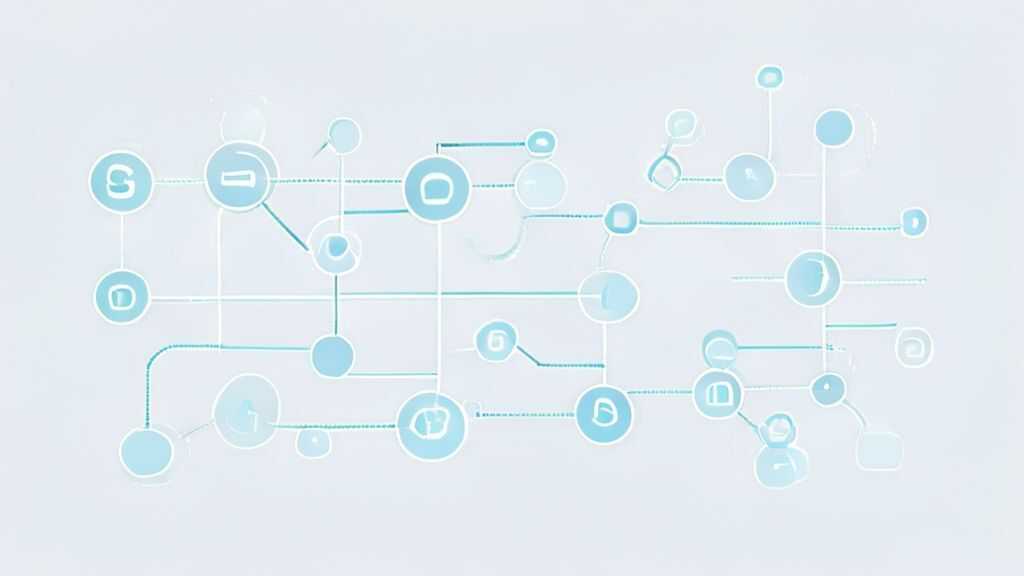 Simple flowchart illustration with connected circles and arrows, light blue and white color scheme, clean minimal design, business presentation style, showing a linear step-by-step process