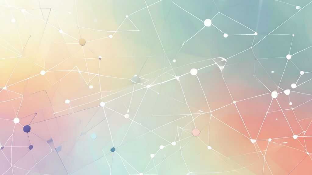 Abstract network nodes connected by lines, soft color scheme, clean minimal illustration, modern digital concept