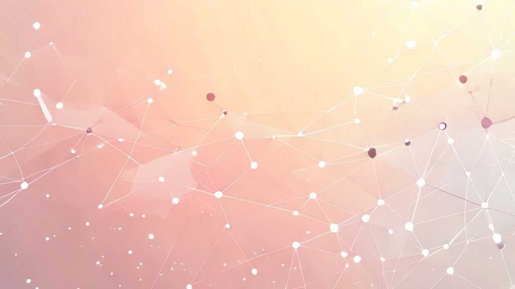 Abstract network nodes connected by lines, soft color scheme, clean minimal illustration, modern digital concept